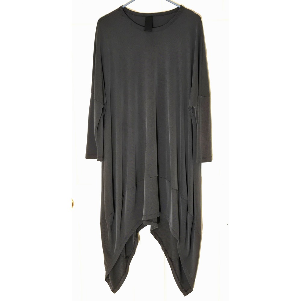 KEDEM SASSON Assymetrical Dress Tunic Long Gray Lagenlook Size 1